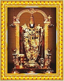 Pavan Photo Laminations Tirupati Balaji Lord Venkateshwara Swamy Wall Painting Framed Home Decor (Wood,Acrylic,Gold,Big Size,10x12 Inch) R410M