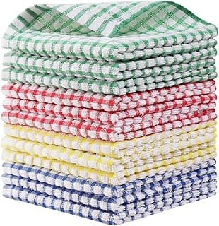 Egles Kitchen Dishcloths 12pcs 11x12 Inches Bulk Cotton Kitchen Dish Cloths Scrubbing Wash Cloths Sets (Mix Color)