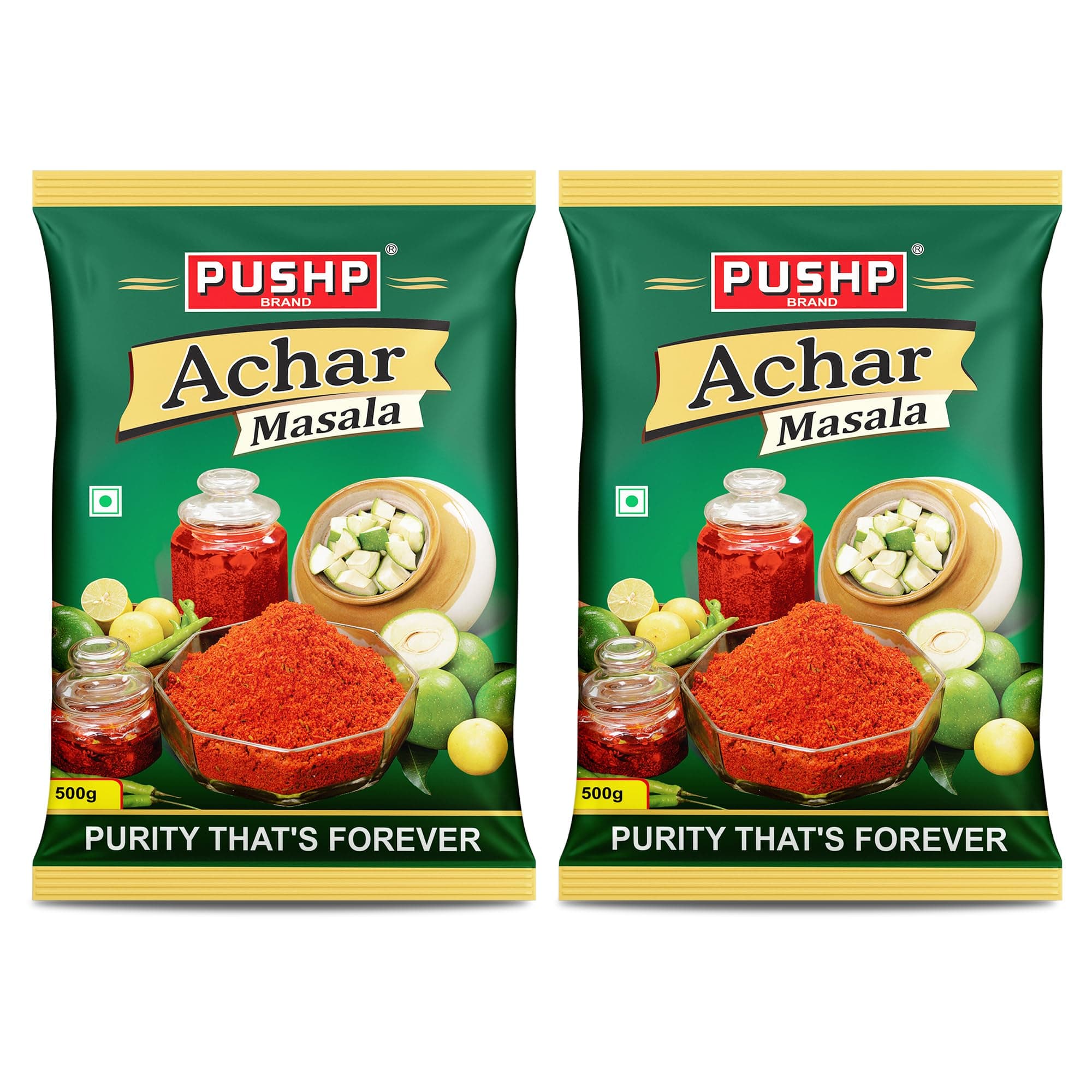 Pushp Achar Masala | 500g | Premium Blend of Traditional Spices | Ready-to-Use Pickle Mix | Homemade Pickle Masala | No Added Preservatives (Pack of 2)