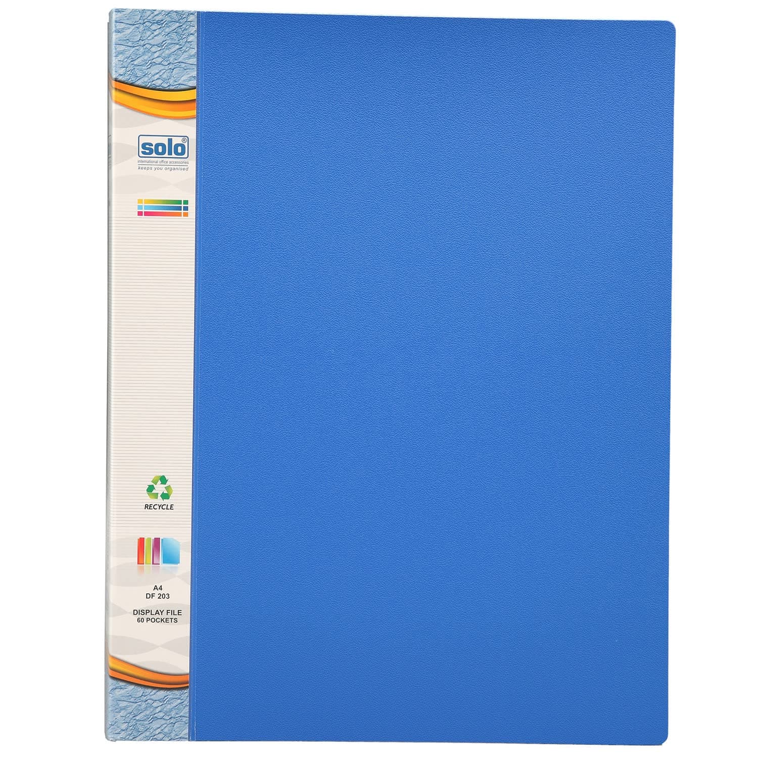 Solo Display File, Presentation Folder with Clear Document Sleeve, Professional Display Portfolio (Blue (60 Pockets), Pack of 1)
