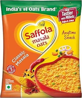 Saffola Masala Oats|38g| Classic Masala | Tasty, Anytime Snack | Ready in 3 mins | Millets Goodness- with Bajra & Jowar | No maida , No added preservatives | helps manage weight
