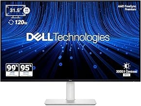 Dell S3225QS 31.5" 4K UHD Monitor|VA 120 Hz|99% SRGB, 95% DCI-P3|4ms (Extreme)|3000:1 Contrast| 300 cd/m2 Brightness|AMD FreeSync Premium| |Dual 5W Speakers|HDMI *2, DP 1.4| HDR10|Height Tilt Slant