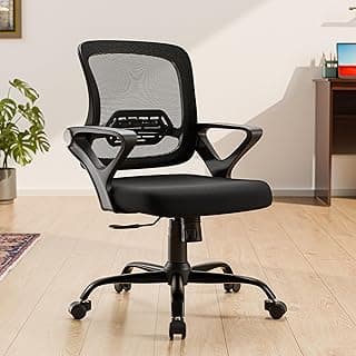 Green Soul Pebble Office Chair, Mid Back Mesh Ergonomic Home Office Desk Chair with Comfortable & Spacious Seat, Tilt Lock Mechanism & Heavy Duty Metal Base (Black)