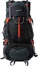 F Gear Hunter Black Grey Diamond 75L Rucksack with Shoe Compartment & Raincover | 1 Compartment & 2 Pockets | Water-Resistant Durable | Fits Upto 17 Inch Laptop | Ideal for Trekking, Hiking & Camping