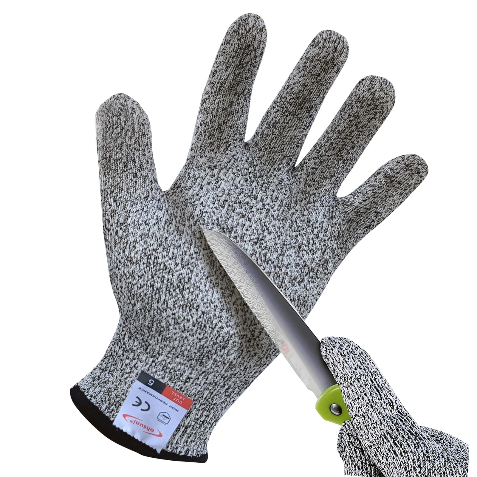 Ohsuni Cut Resistant Gloves - Food Grade for Kitchen, Oyster Shucking, Fish Fillet Processing, Carving Wood and Gardening - 1 Pair (Small, Grey)