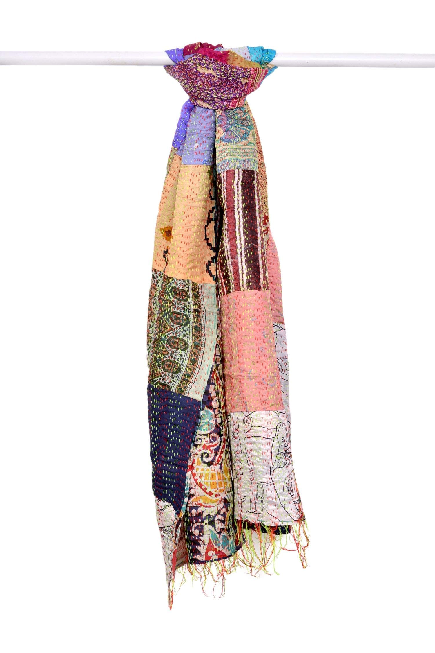 Prijam Women's art silk Stole (R1 24_ Multicoloured_ Regular)