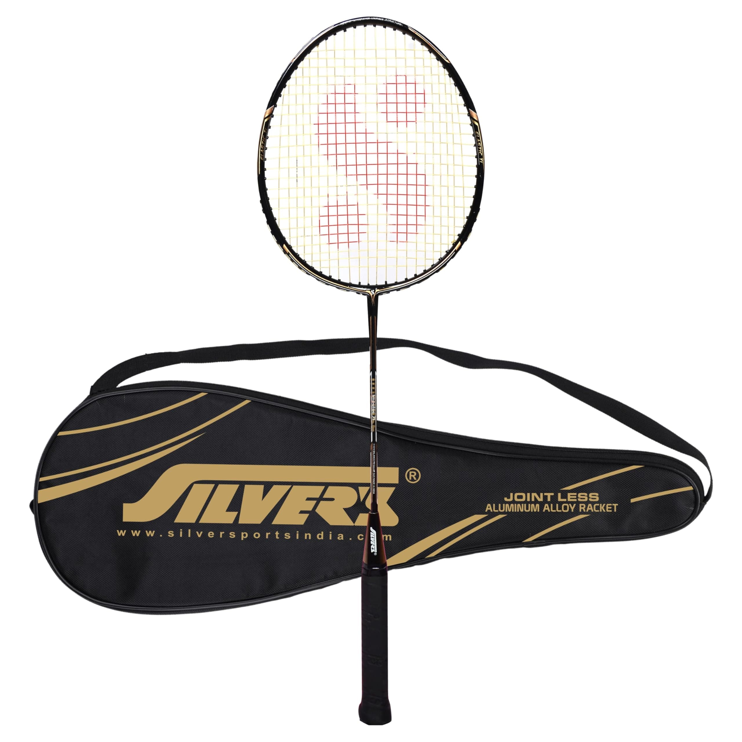 Silver's Jointless Aluminium Alloy Composite Impulse Badminton Racket with Full Cover(Black/Gold)