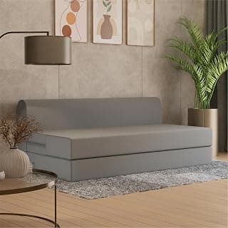 SleepyHug FoldPRO Sofa-Cum-Bed | 3-in-1 Convertible Sofa, Lounger & Bed | TouchSense Technology | HR Foam | Lightweight | 3-Seater | Double Bed | Without Pillow | Grey, 1-Year Warranty