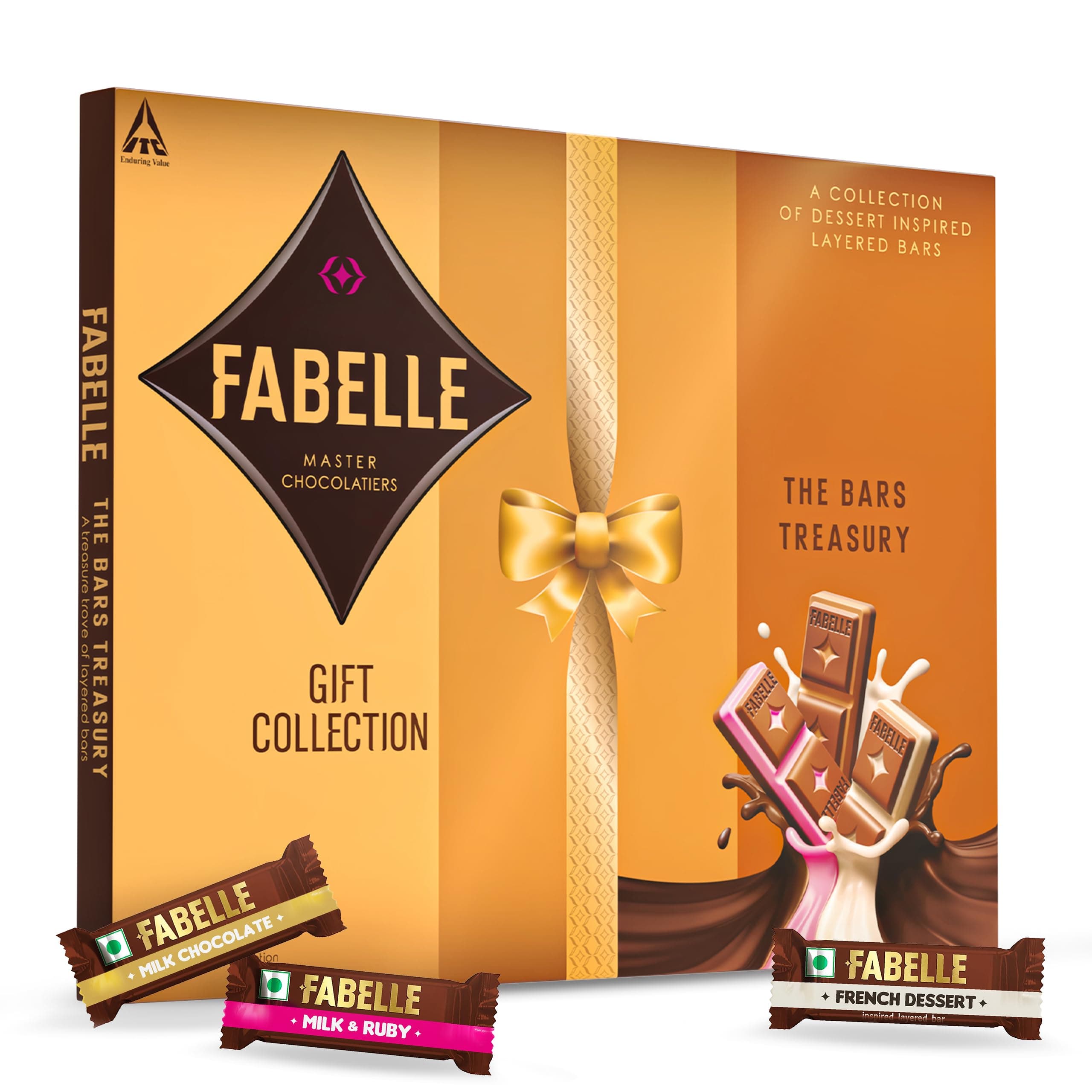 Fabelle The Bars Treasury Premium Chocolate Gift Pack, 24 Assorted Layered Chocolate Bars, Milk, Ruby and French Dessert Chocolate, 168 grams, Ideal for Gifting Occasions