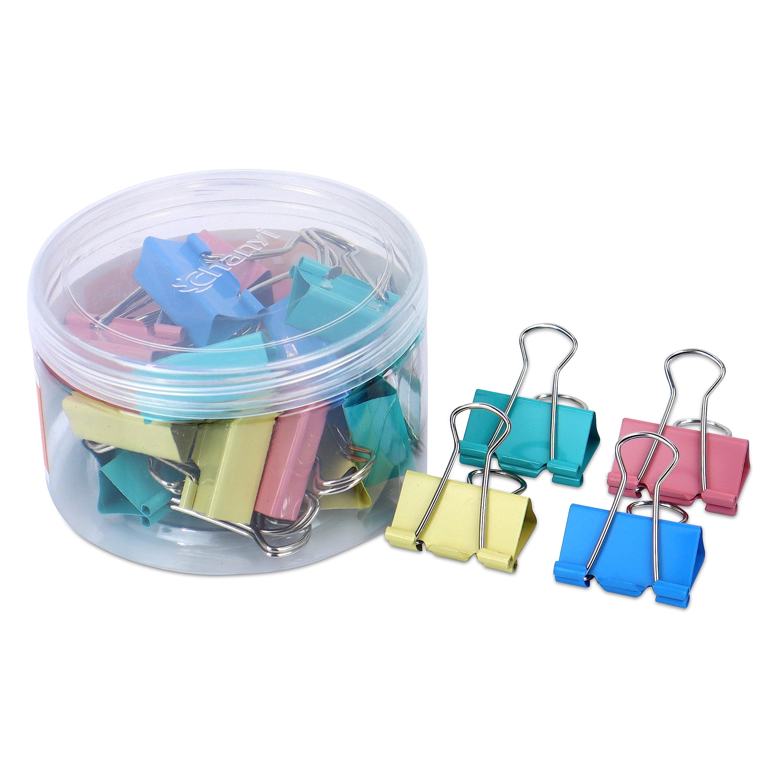 NFI essentials 32mm Multicolor Metal Binder Clip Clamp for Paper, Books, Office, Home, School, Multipurpose Clip (24 pcs)