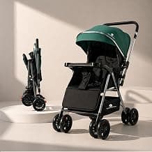 StarAndDaisy Baby Stroller for 0–3 Years, Foldable Pram with 3 Reclining Positions/Baby Stroller with Food Tray and 360 Degree Swivel Wheels