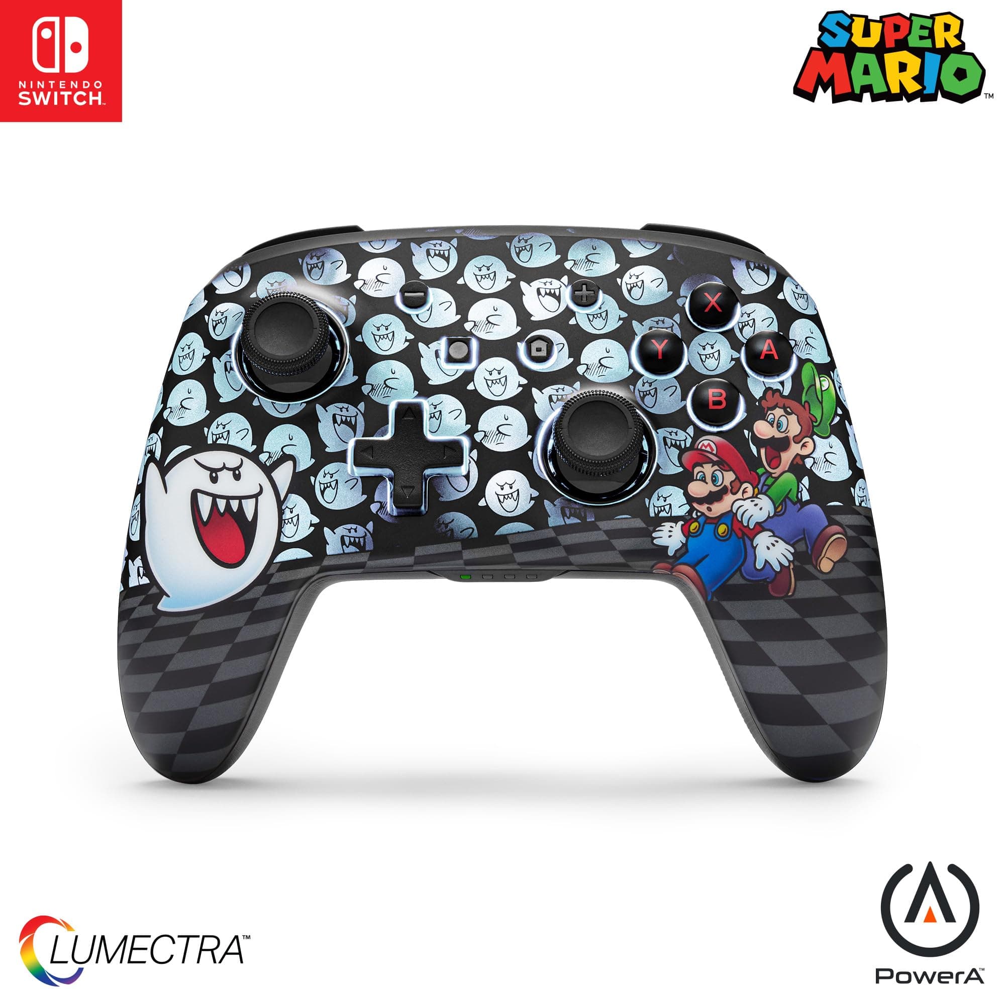 PowerA Enhanced Wireless Controller with Lumectra for Nintendo Switch - Switch 2 - Switch Lite - OLED Model with Ghost RGB LED Lighting,Mario Peek-A-Boo - Officially Licensed