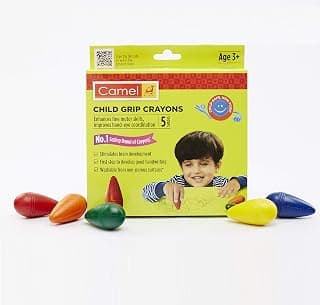 Camlin Camel Child Grip Crayon Set - Multicolor (Pack of 5)