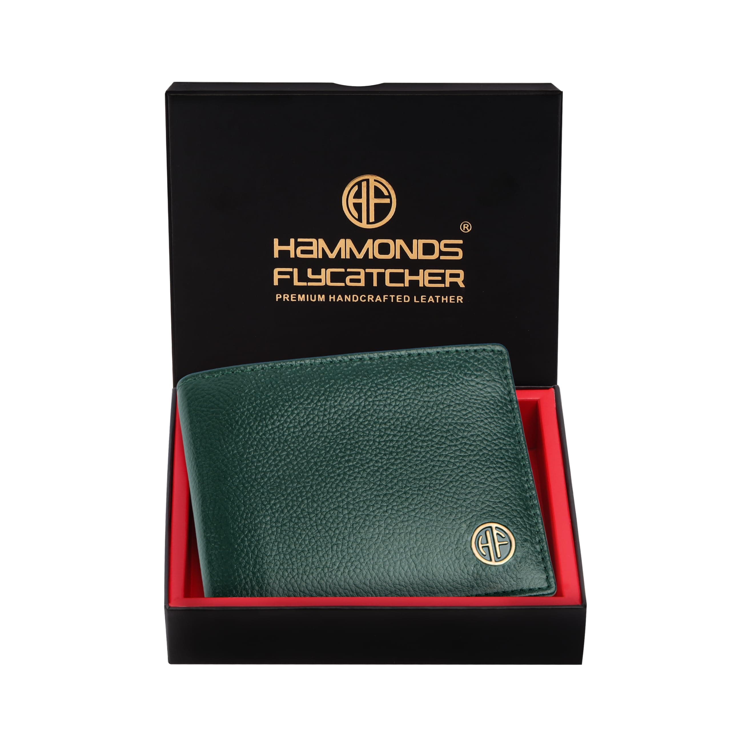 HAMMONDS FLYCATCHER RFID Protected Bi-Fold Wallet for Men Leather Original, Mens Wallet, Leather Wallets for Men, Classic Purse with 4 Card Slots, Coin Pocket, Gift for Mens - Green