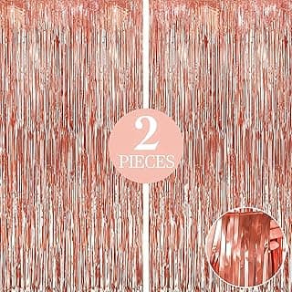 Flyloons Rose Gold Foil Curtain Pack of 2 for Birthday, Anniversary, Marriage and Bachelorette Decoration