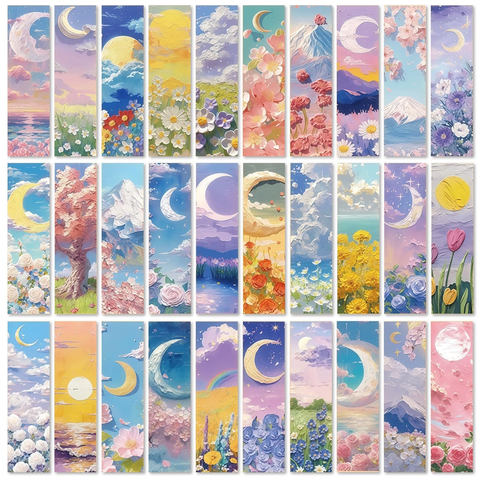 Waclaw Vintage Bookmarks Set of 30,Oil Painting Bookmark,Paper Bookmarks for Book,NO Repeat Designs, Multi-Color Bookmark