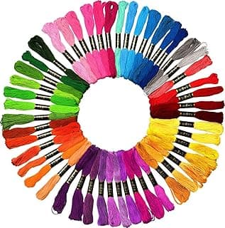 Aakriti Cotton Rainbow Embroidery Floss Skeins for Friendship Bracelets, Cross Stitch, DIY Craft Work - Mixed Color Thread, 25 Pieces, 60gm, Multicolor (Color May Vary)