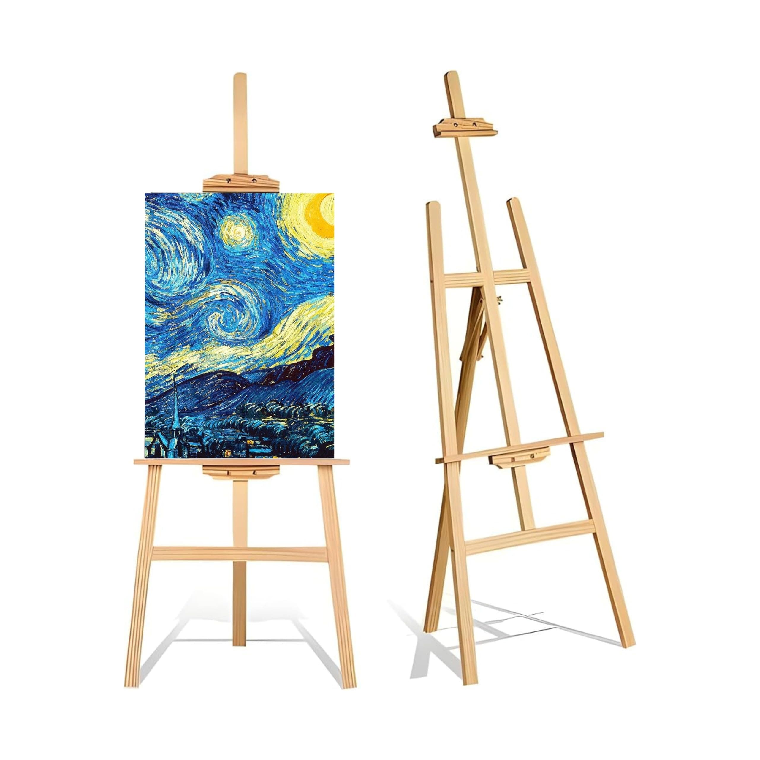 Grandink Premium Artist Wooden Easel Stand 5 FEET with Angle and Height Adjustment for Canvas Painting Display 5 ft [154 cm]