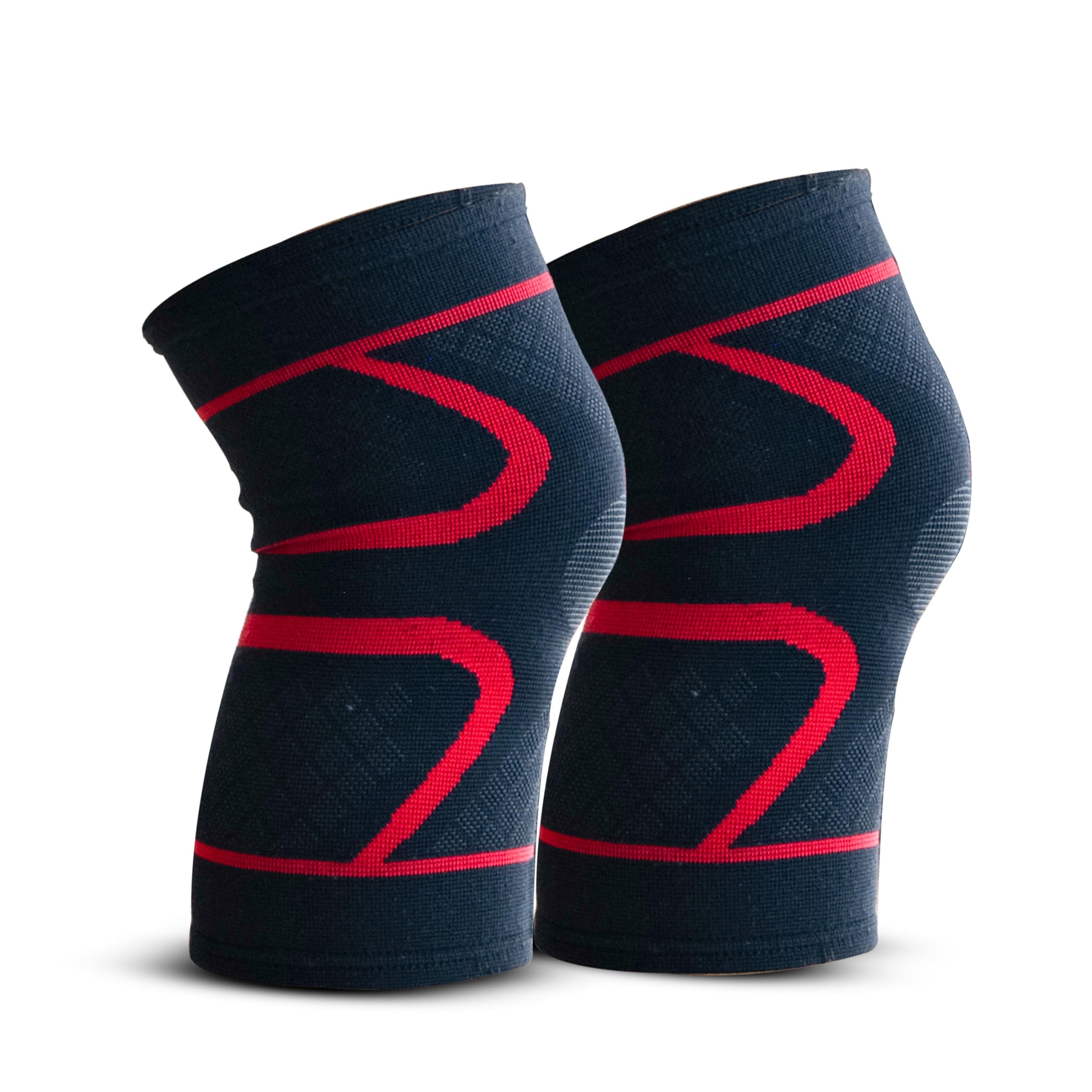 Wonder Care Knee Brace Compression Sleeve – Pack of 2, Red-Black, XL | Knee Support for Men & Women – Running, Gym, Hiking, Sports, Workout