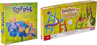 Funskool Topple Board Game Ages 6+ Strategy Family Fun 2–4 Players Snakes & Ladders Board Game Ages 5+ Classic Family Fun 2–4 Players, Educational Toy