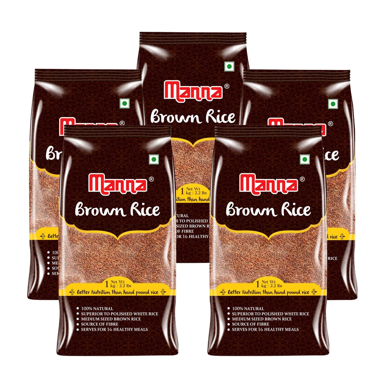 Manna Brown Rice 5kg (Unpolished) |100% Natural | Naturally Low GI | High in Fibre | Helps Control Diabetes