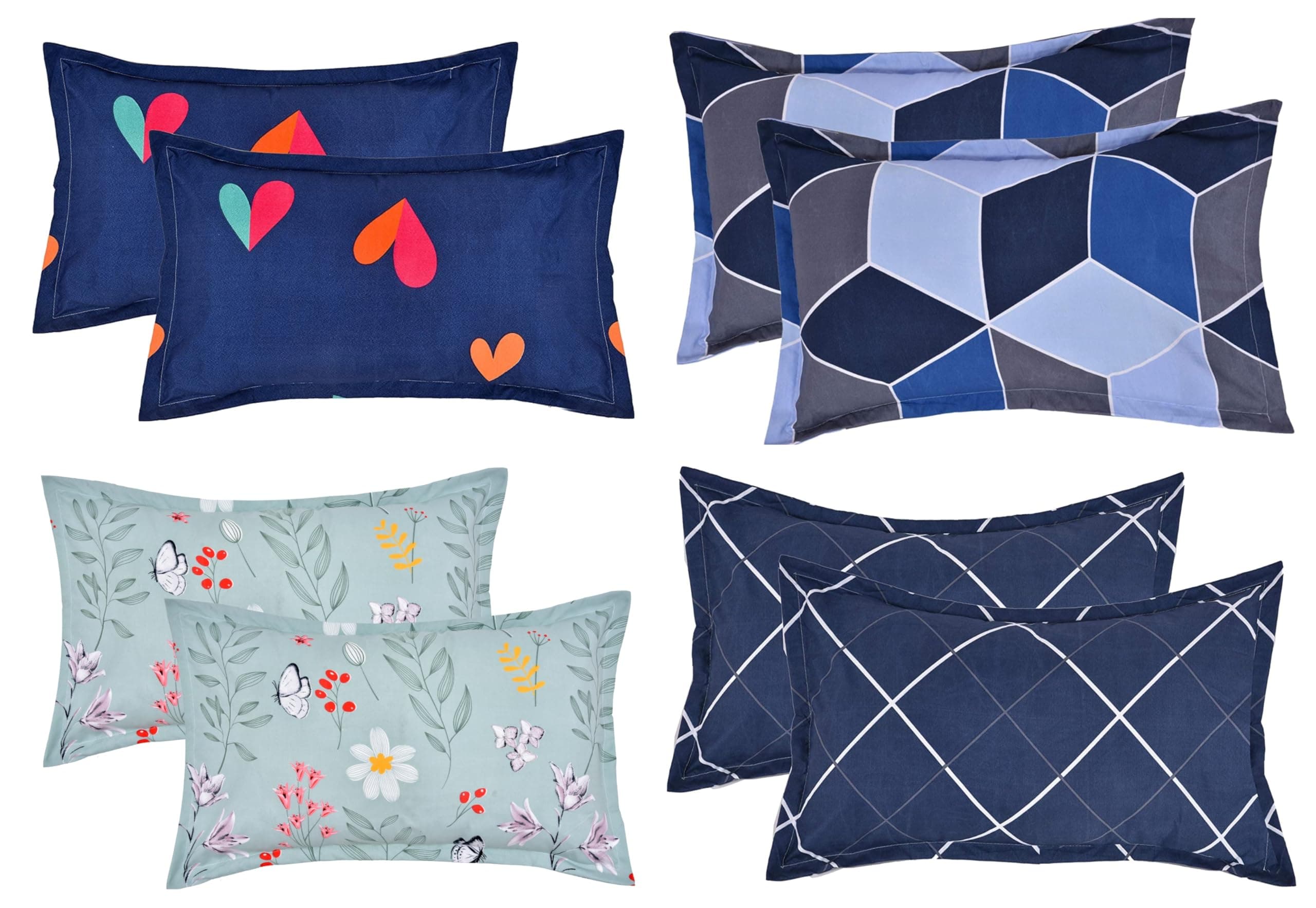 COZY FURNISH Super Soft Brushed Microfiber Cotton Pillow Covers,Set of 8 Piece Pillow Covers,17X27(Inches) Super Soft and Breathable Envelope Closure Pillow Cases