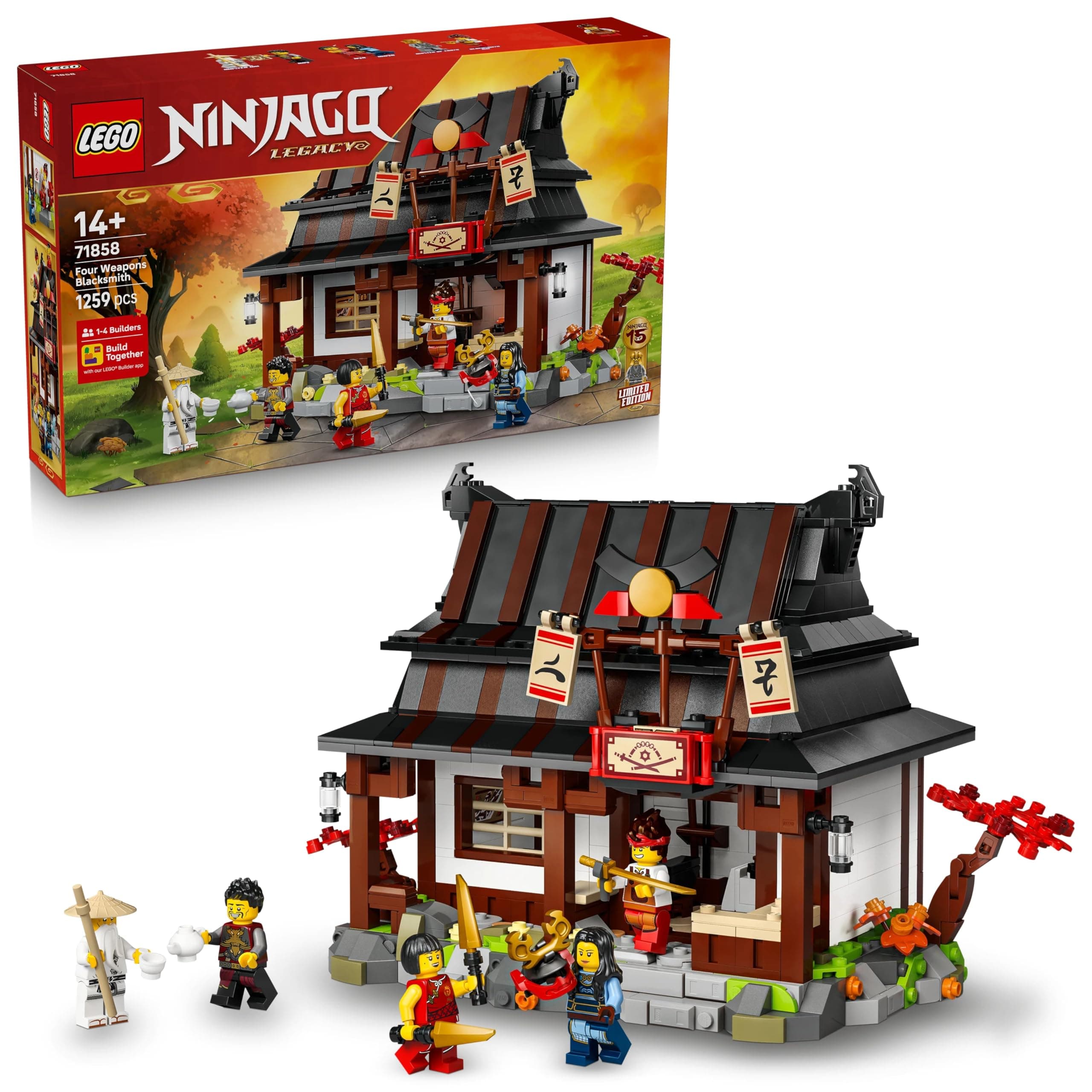 LEGO NINJAGO Four Weapons Blacksmith 15th Anniversary - Toy Building Set - 6 Minifigures - 71858
