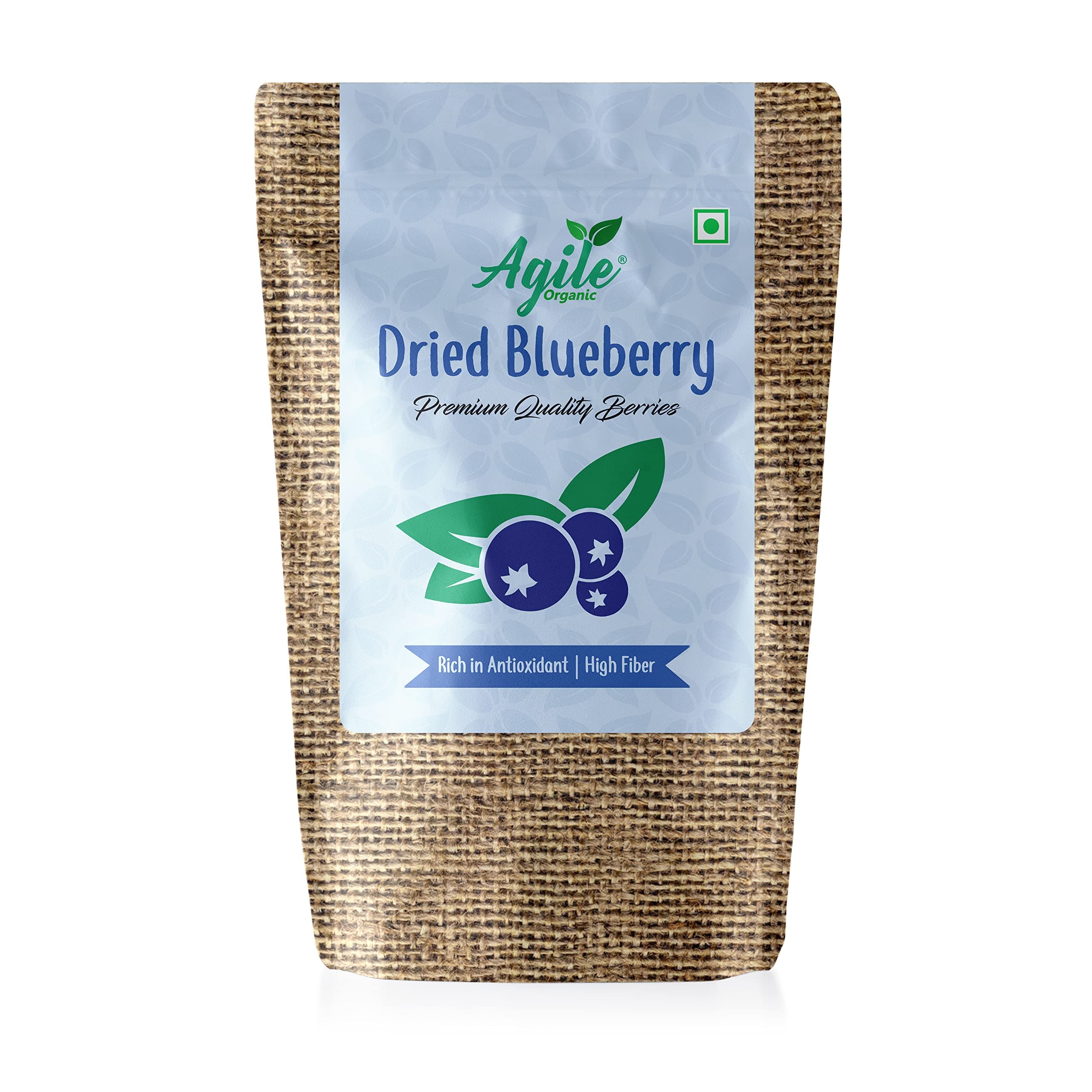 Agile Organic® Dried Blueberry 500g- (Gluten Free, Vegan & NON GMO) Whole Blueberries Dry Fruits | Healthy Snack