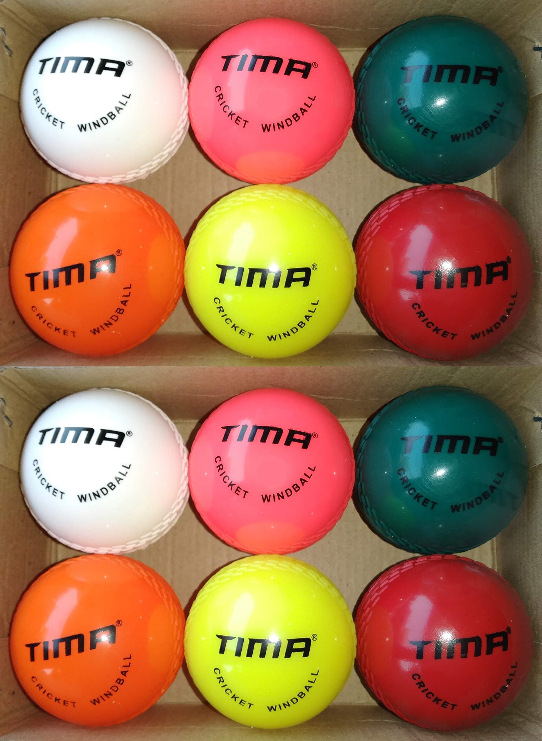 TIMA Wind Cricket Ball - Size: Standard (Pack of 12, Multicolor)