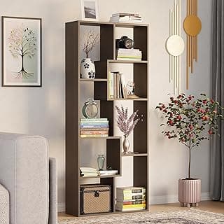Lukzer 8-Shelf Modern Engineered Wood Bookcase with Storage, Display Rack & Open Bookcase–Versatile DIY Bookshelf for LivingRoom, Bedroom,Office,Study,Hallway – Wenge Finish, 164 x 24 x 70 cm (MR-004)