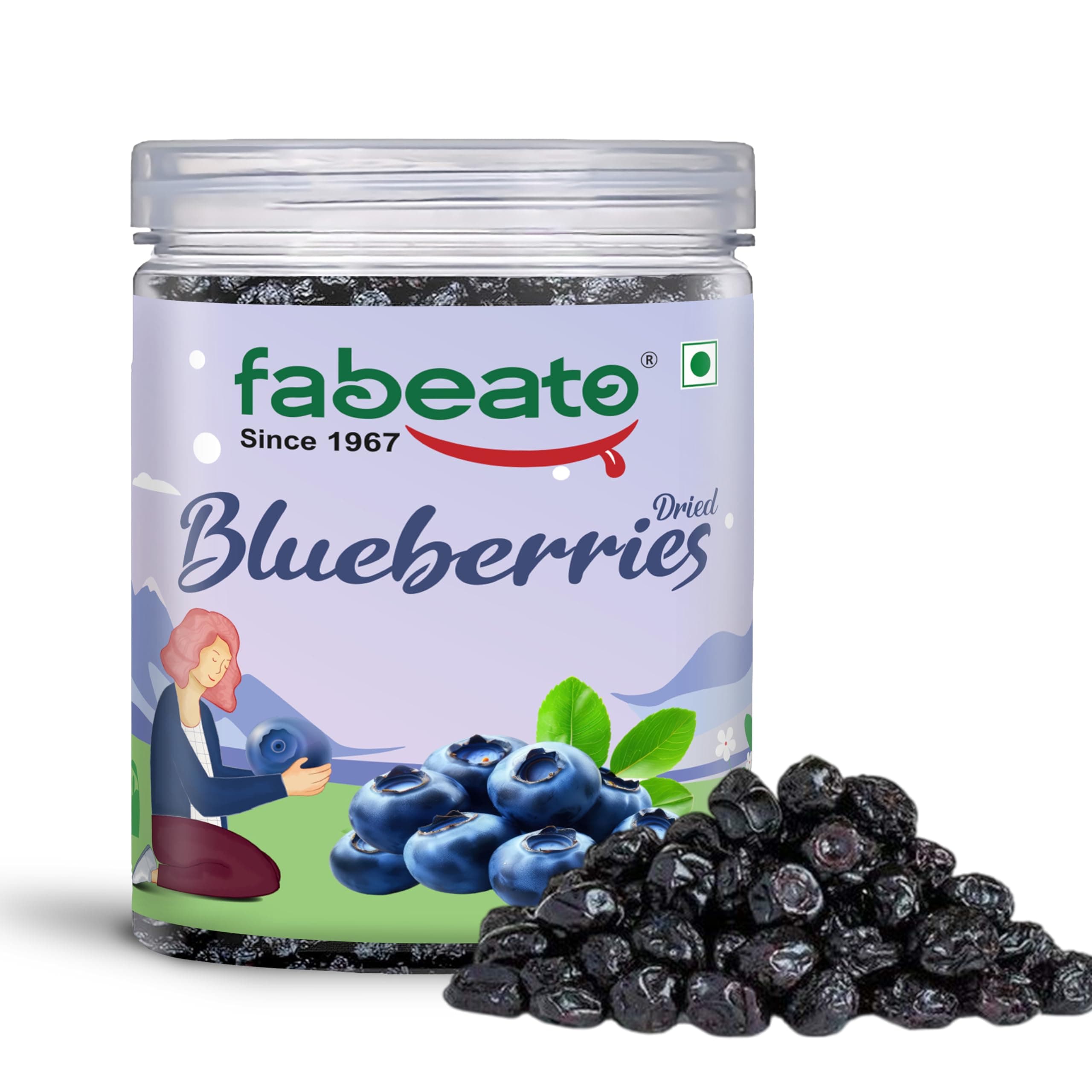 Fabeato Premium Dried Whole Blueberries 250g - Sweet & Juicy -Rich in Antioxidants & Fiber - Dried Berries - Vitamin Rich Berries.