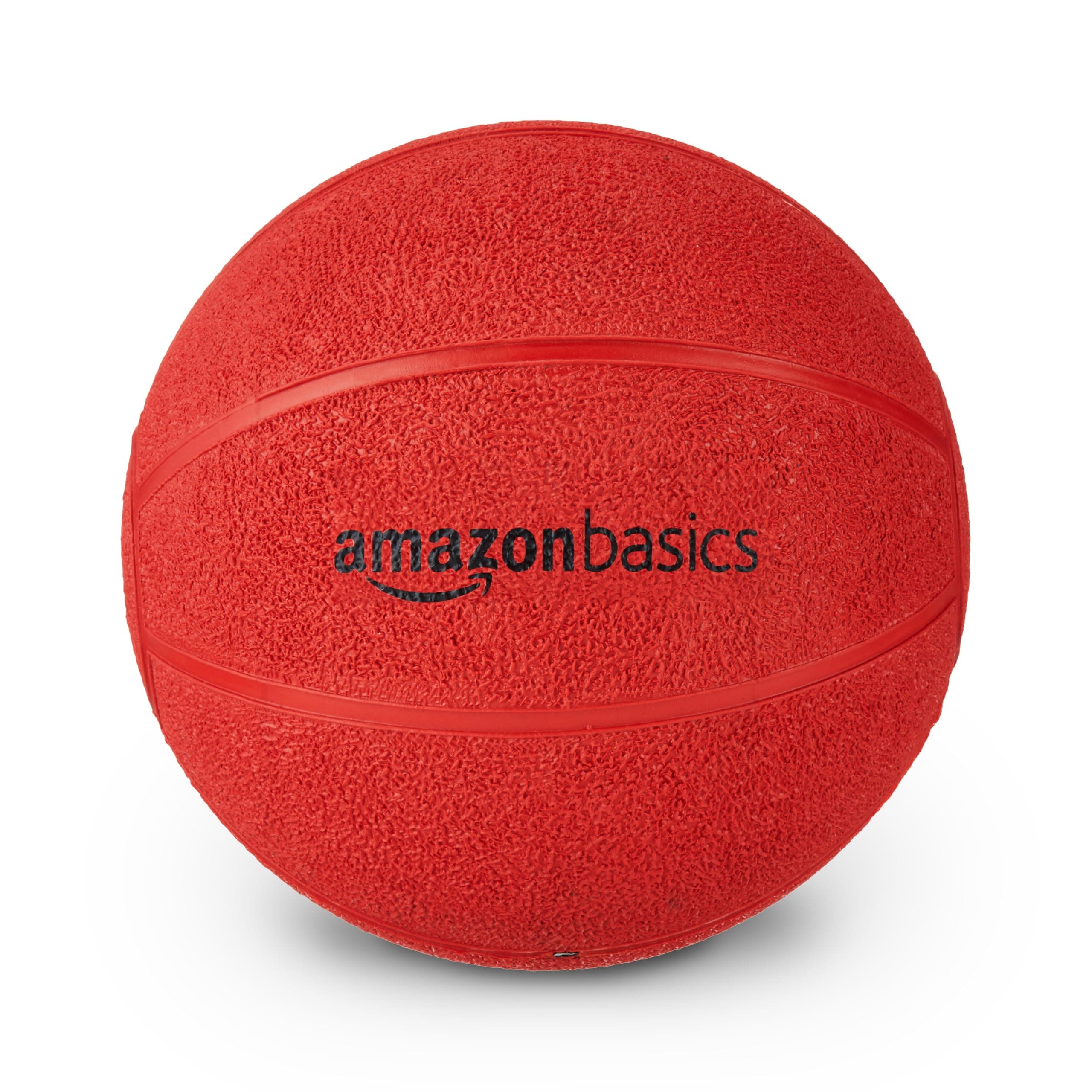 Amazon Basics Rubber Medicine Ball | 4 Kg | for Strength Training, Core Workouts, Endurance Training | Non-Slip Surface | Red
