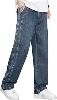 URBAN POCKETS Jeans for Men | Loose Fit Light Wash Denim Pants with Wide Leg Streetwear Style (U13-14)