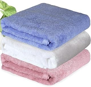 HEELIUM Bamboo Bath Towel | Lightweight & Quick Drying | Ultra Absorbent Towel | 140 x 70 cm - 400 GSM | Pack of 3 - Peach, Iris, White