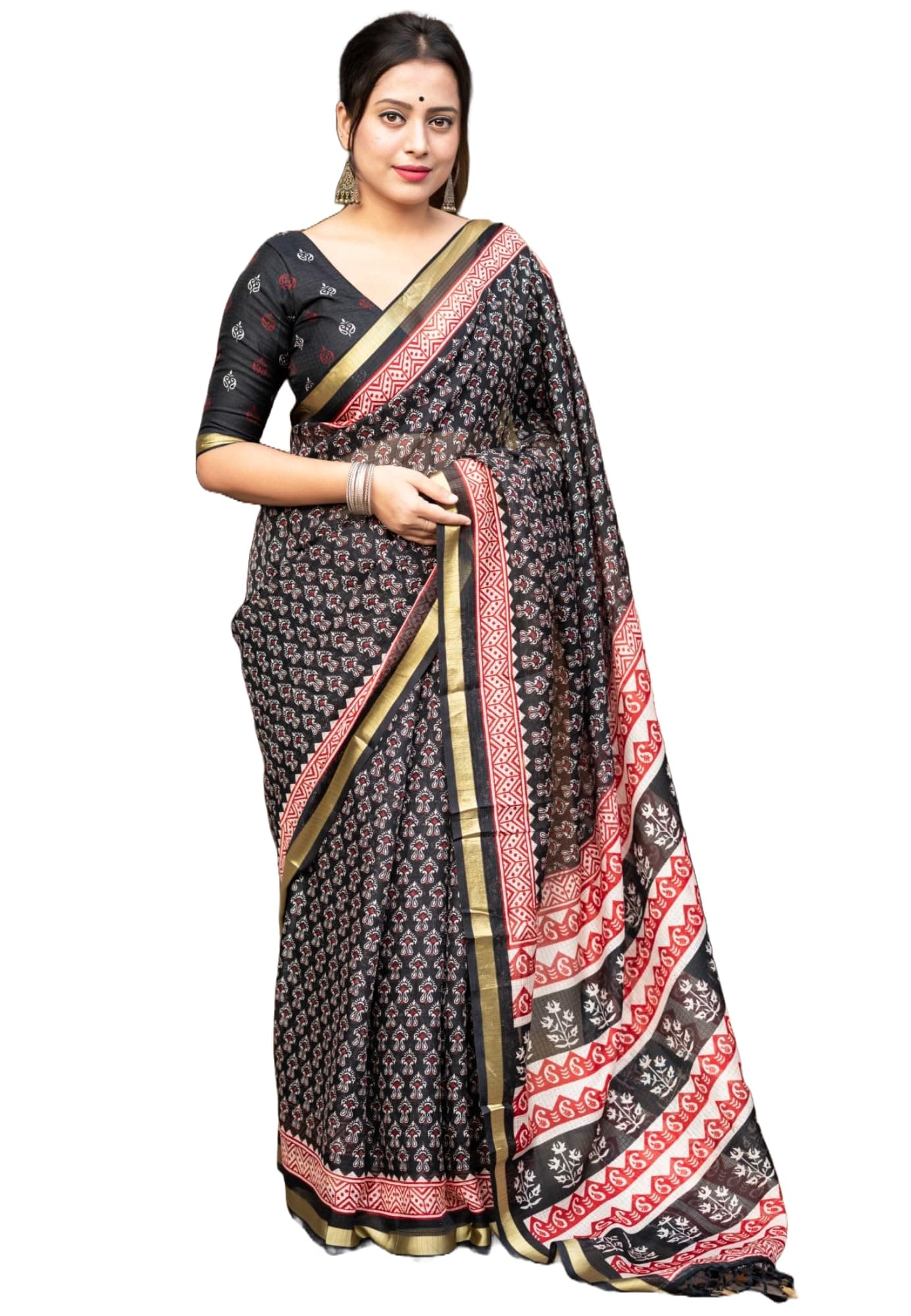 Pandadi Saree Women's Soft Kota Doria Saree With Unstitched Blouse Piece