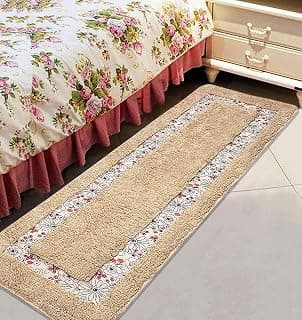 Saral Home Sumeria Designer Soft Cotton Durable & Washable Multipurpose Runner for Home/Kitchen/Living Area/Office with Anti Skid Backing | Washable, Non-Slip & Quick-Drying Mats (Beige, 40X140 Cm)
