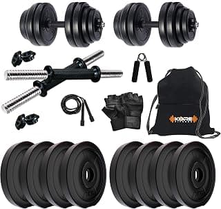 Kore 16 KG PVC-DM Combo (2kg X 8 Plates) Home Gym and Fitness Kit with Backpack and Gym Accessories