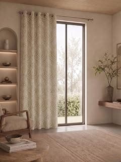 Ddecor Curtain Pack of 1, Polyster Jacquard Damask Curtain, Large Door 9 Ft, Bellamy, Room Darkening |135 CM X 260 CM, Beige