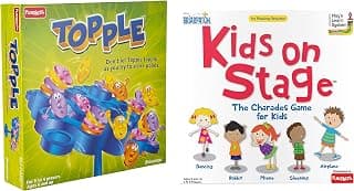 Funskool Games - Topple, Strategy Balancing and Skill Board Game, Stack 5 in A Row, Kids & Family, 2-4 Players, 6 & Above & Games - Kids On Stage, Educational Charade Game