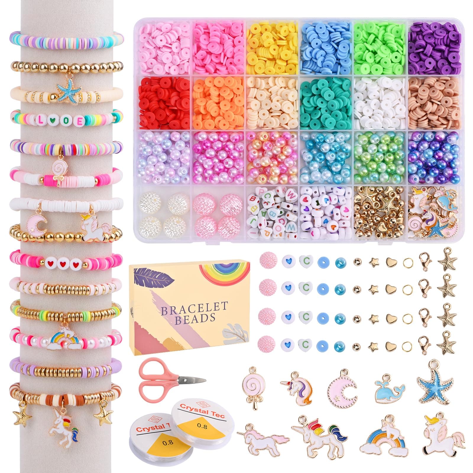 Satmarhz Unicorn Bracelet Making Kit for Girls, Jewellery Making Kit for Kids DIY Bead Set Making, Toys for Girls Age 6-12 Years Old Multicolor