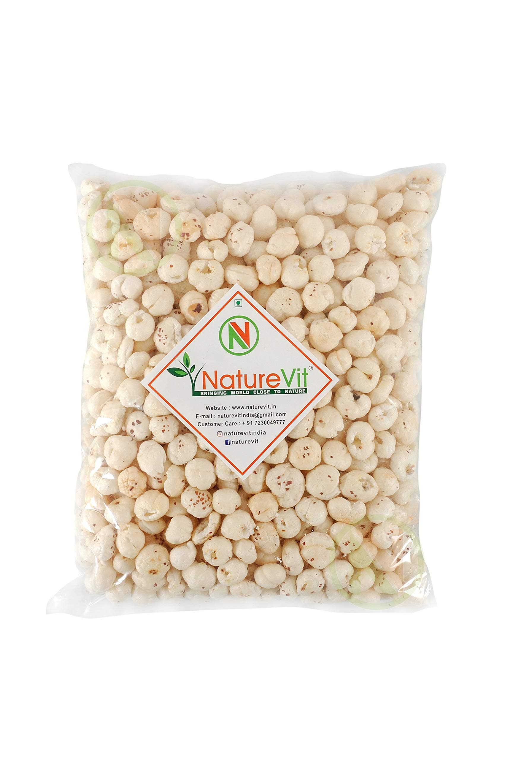 NatureVit Phool Makhana 250g [Jumbo-Size] | Hand Picked | Big Lotus Seeds | Gluten-Free | Low-Fat Snack