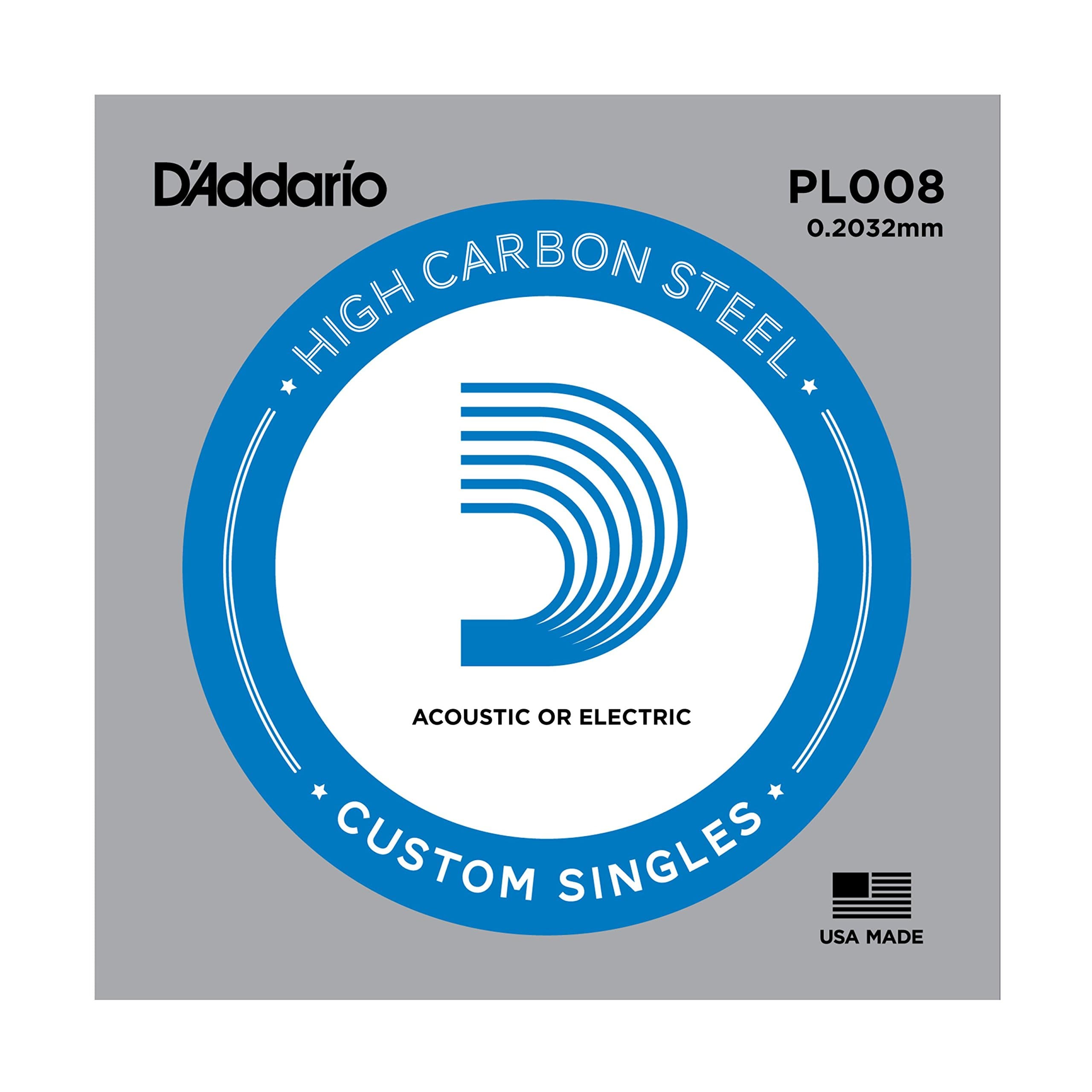 D'Addario PL008 Plain Steel 0.008 Single Guitar String