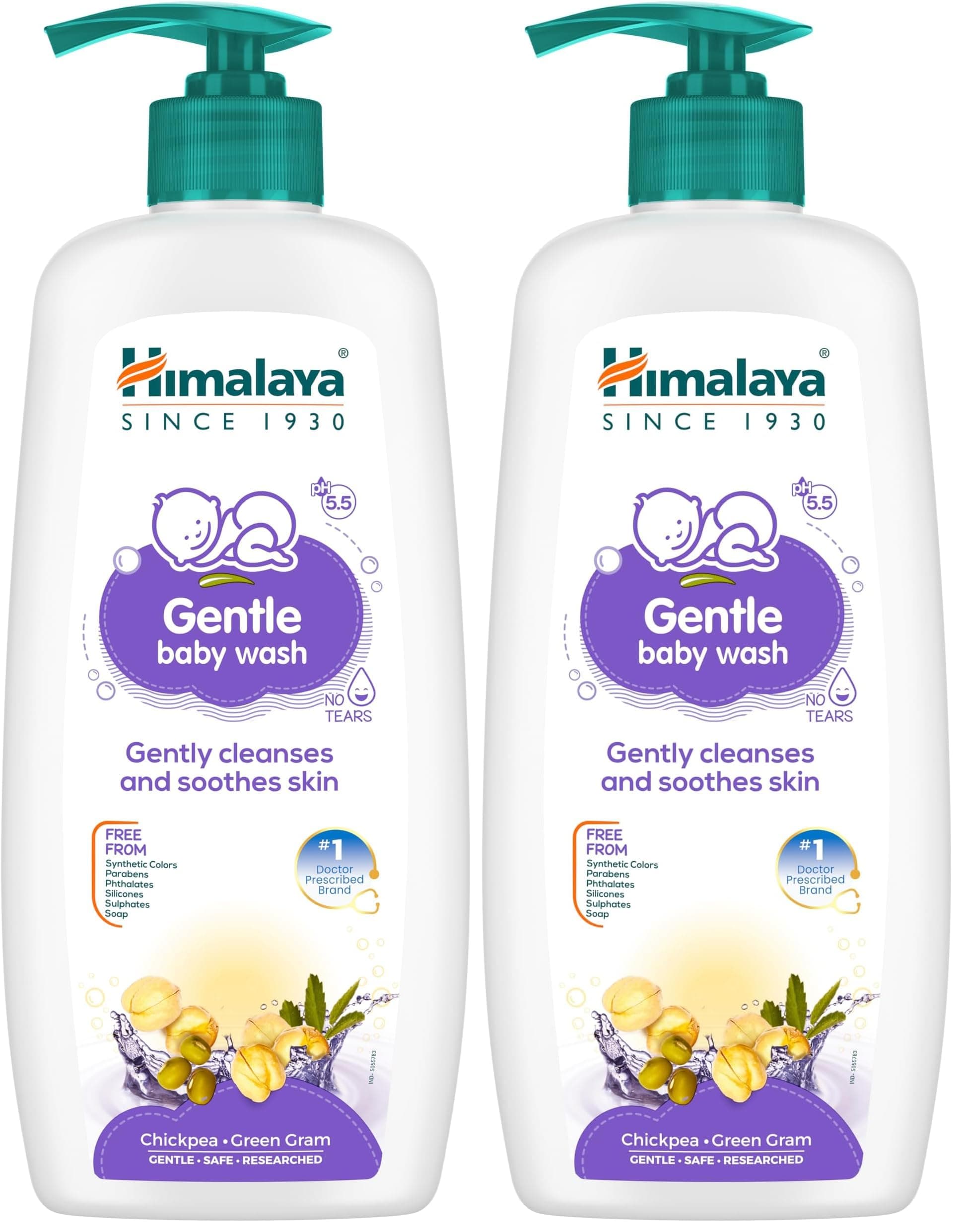 Himalaya Gentle Baby Wash 400ml | No tears formula |with chickpea and Green gram| Cleansing baby's gentle skin (Pack of 2)