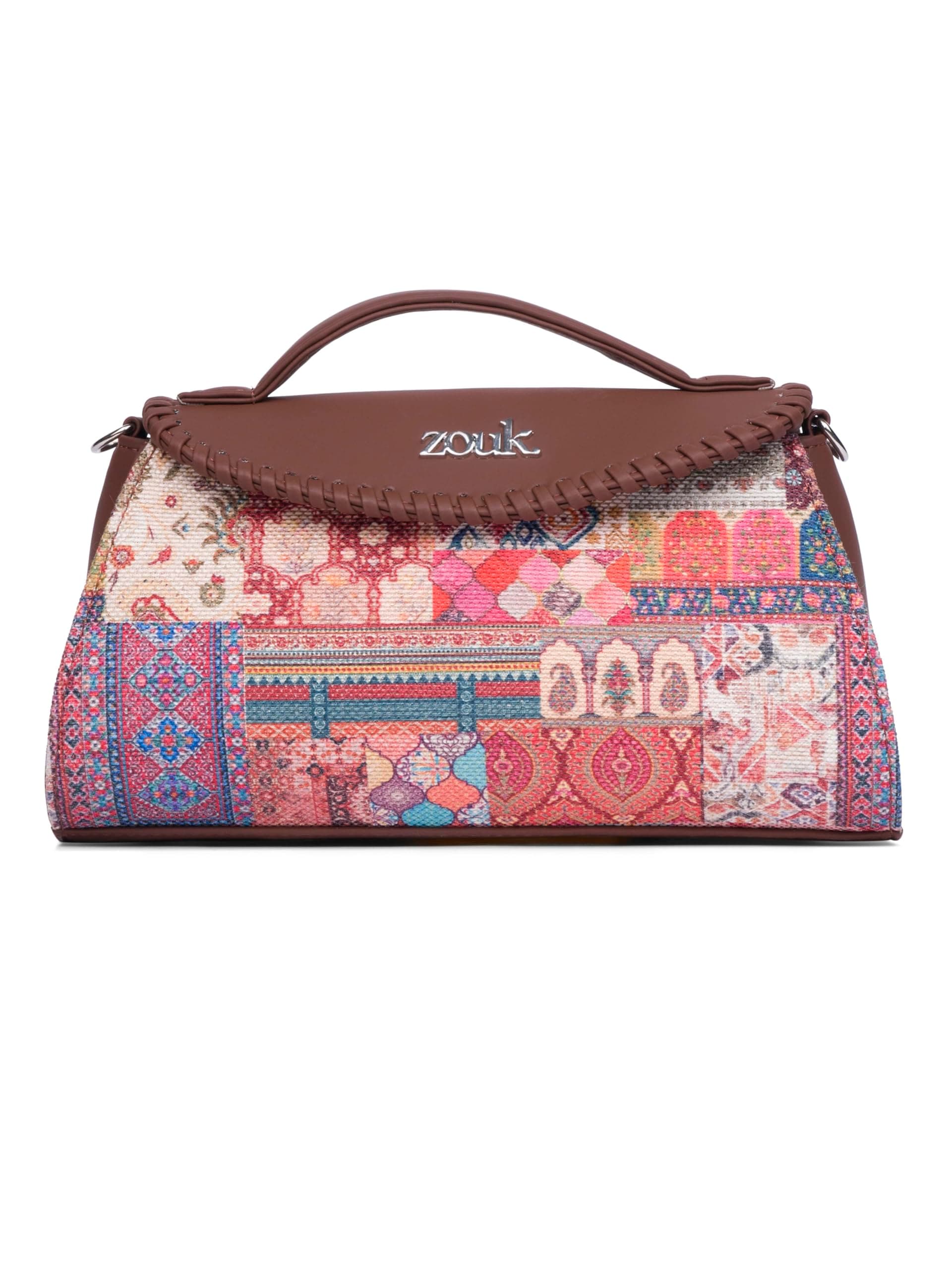 ZOUK Saisha Sling Bag for Women – Vegan Leather with Whip-Stitch Detailing & Detachable Silver | Water-Resistant Stylish Purse |