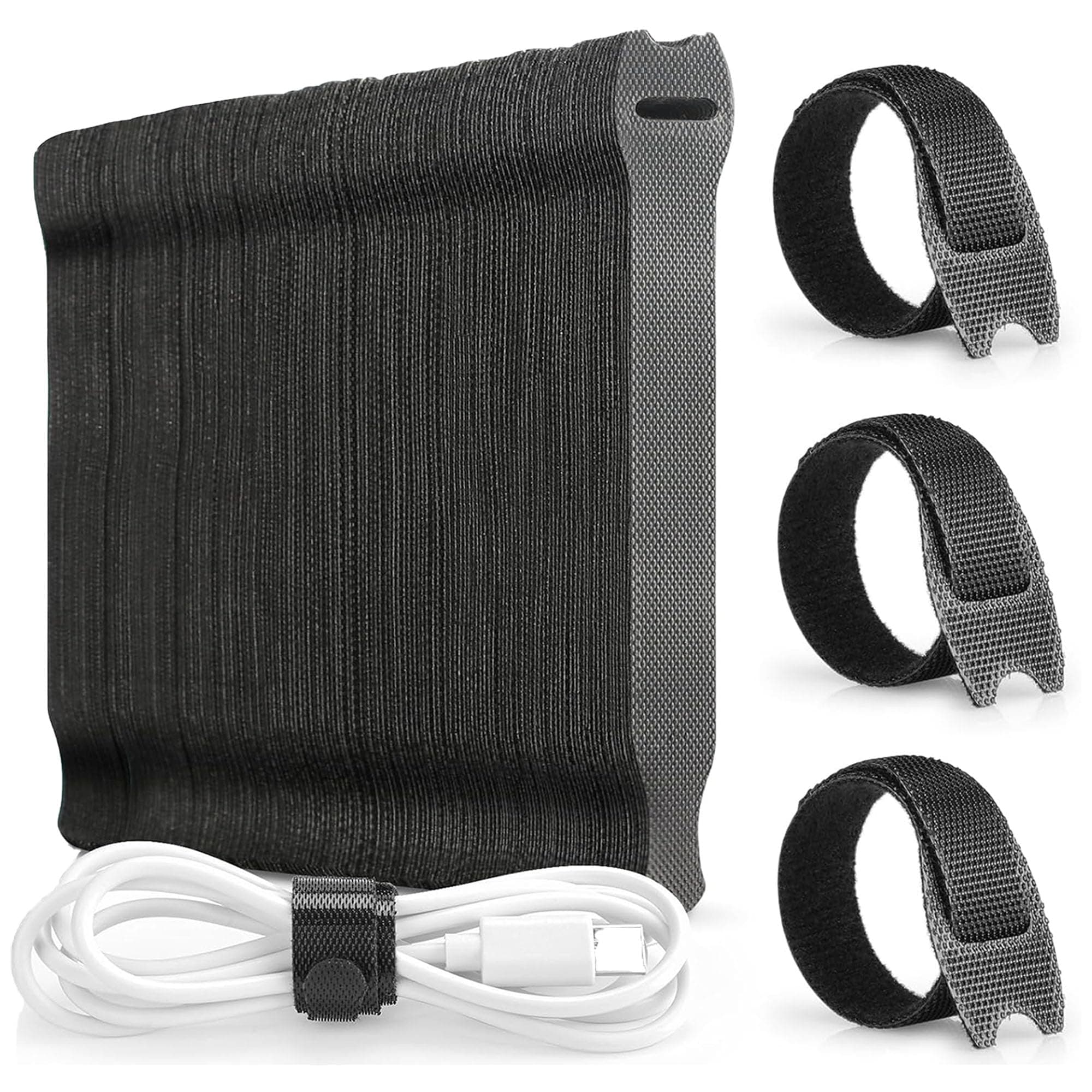 BONZELLA 50 Pcs Reusable Cable Organizer Hook and Loop Cable Straps, Adjustable Cable Management Cinch Straps, 6 Inch Fastening Wire & Cord Organizer Ties for Home & Office, Nylon, Black