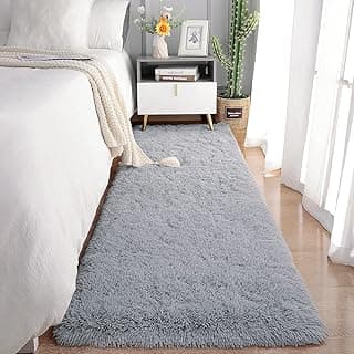 Carpet for Hallway, Kitchen, and Modern Interiors, Cozy Shag Runner for Living Room, Entryway & Office Décor Size 1.5x3 feet Silver
