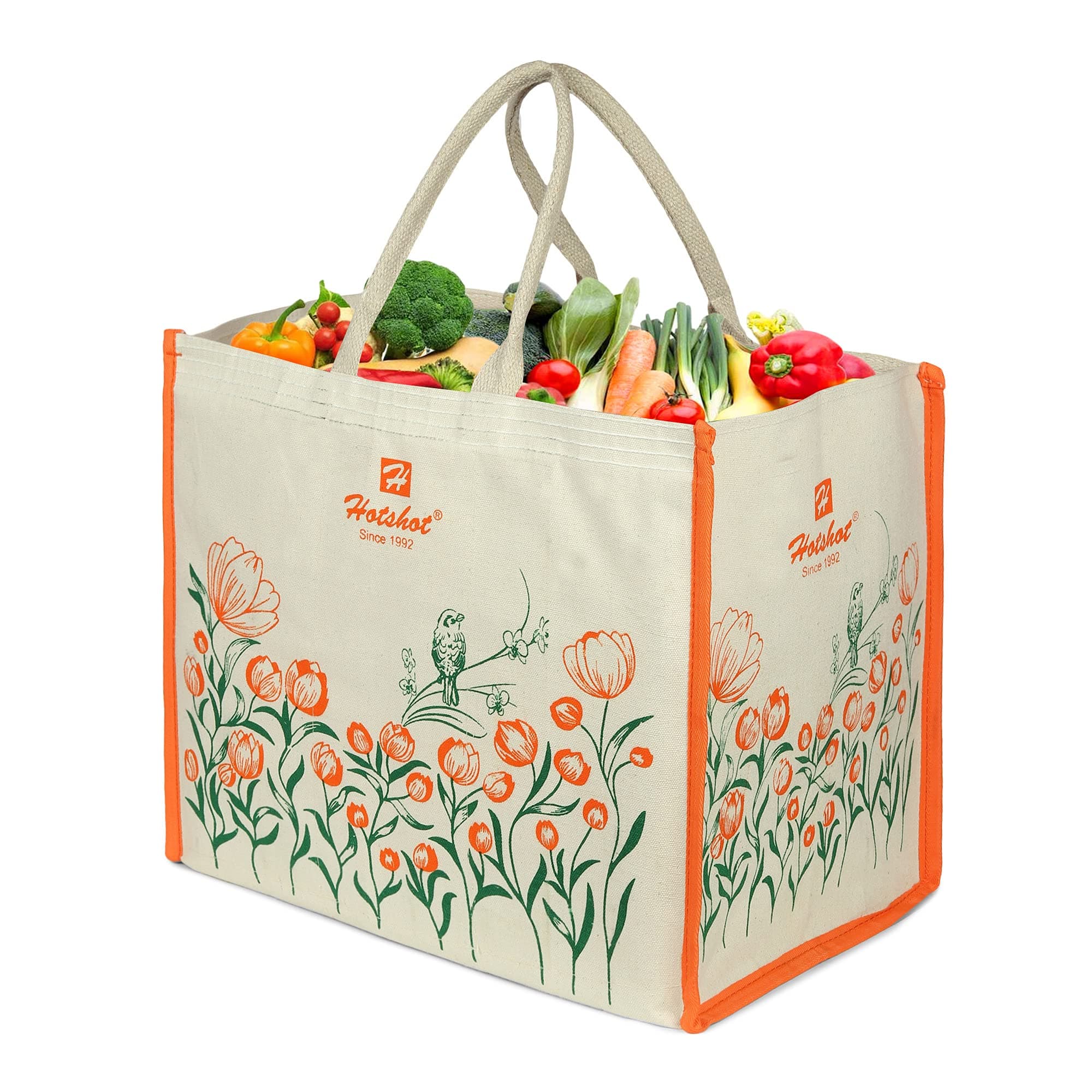 HOT SHOT Bags Reusable Large Heavy Duty Waterproof Shopping Bags Kitchen Essentials/Grocery Bag/Vegetable Bag/Jhola/Carry Bag/Thela with Full Handles (Pack of 1)