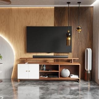 TV Unit for Living Room | TV Stand Table | Wooden TV Cabinet | TV Table Furniture for Home & Living Room | Assembly-DIY | Color-Cherry Pine & White