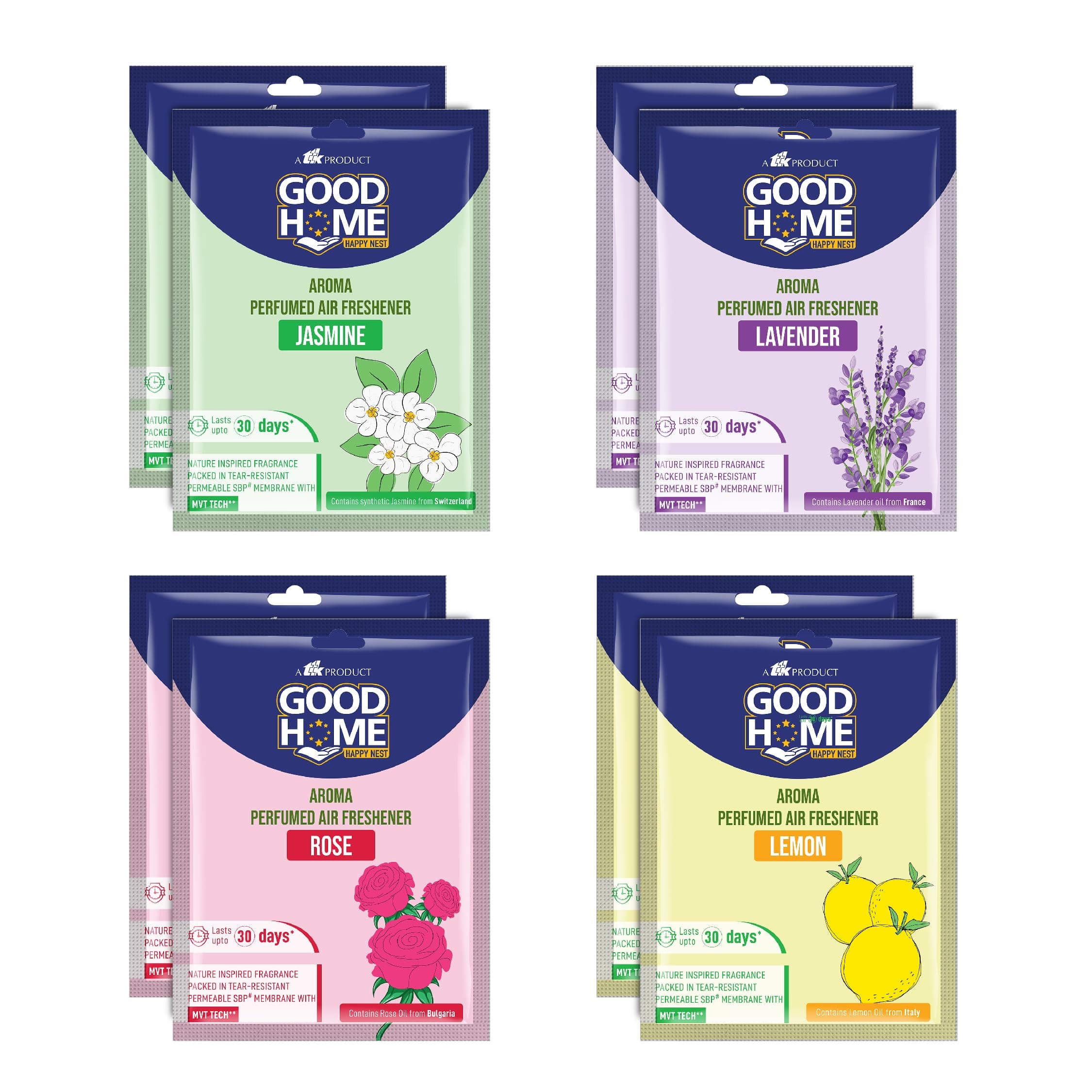Good Home Aroma | For Bathroom & Toilet Air Freshener (pack of 8)| Fragrance of Citrus, Rose, Jasmine, Lavender Lasts Up to 30 days (80g)