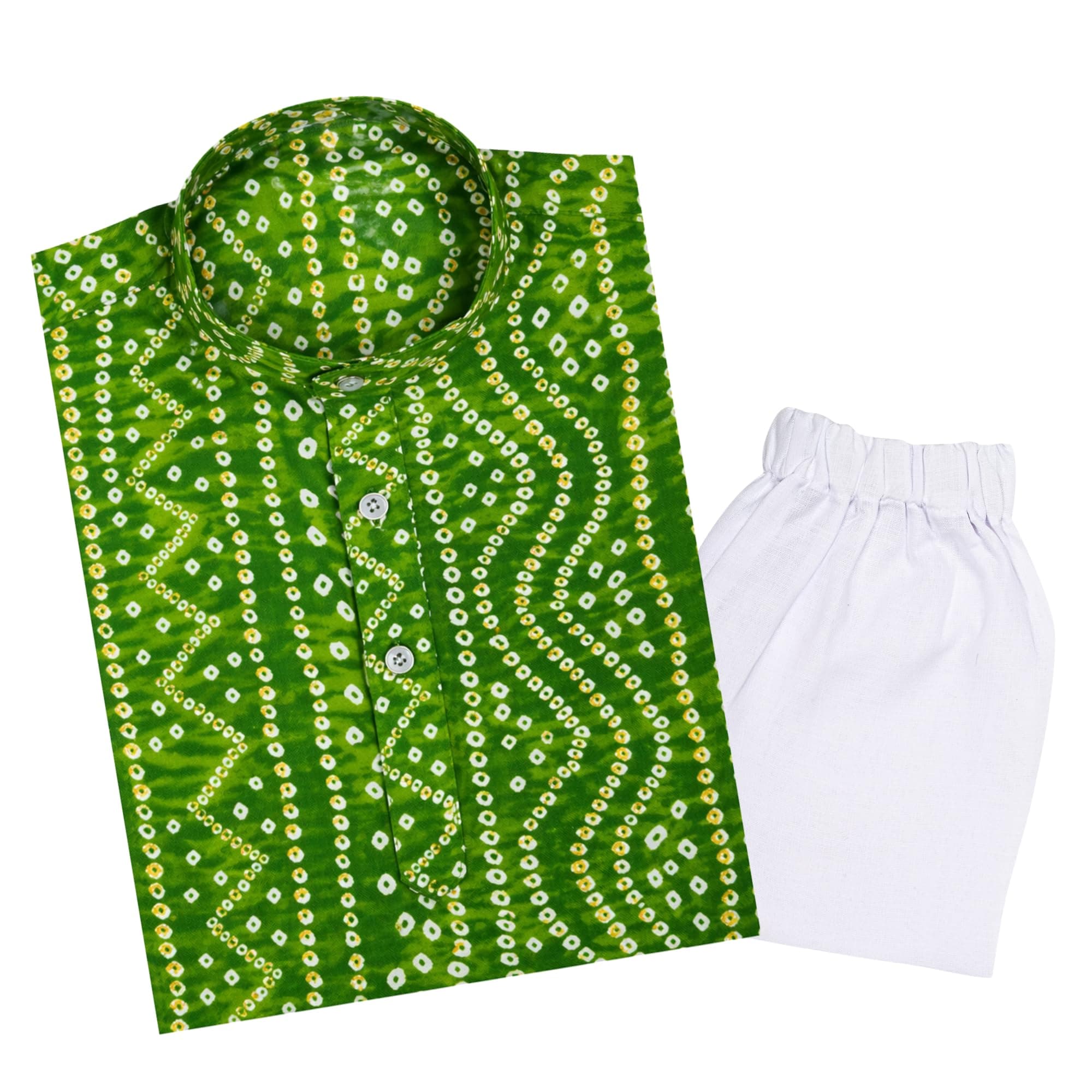 TinySteps® Traditional Bandhani Print Kids Festive Ethnic Wear Boys Cotton Kurta Pajama Set